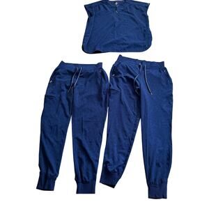 Healing hands Purple Label Jayden Leopard Jacquard Scrub L scrub top &2 M pants